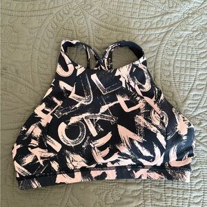 lululemon athletica Black and Pink Graphic Sports Bra